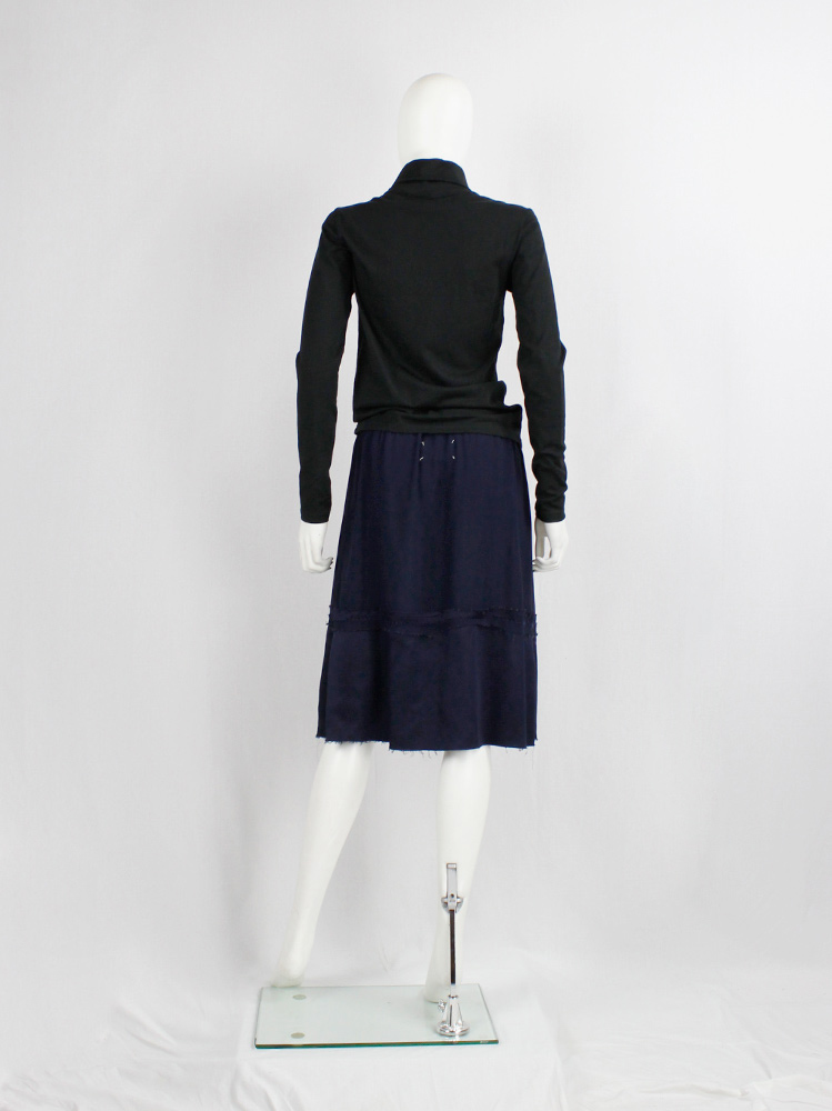 Maison Martin Margiela dark blue skirt made of two panels roughly sewn together fall 2004 (13)