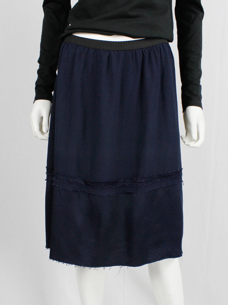 Maison Martin Margiela dark blue skirt made of two panels roughly sewn together fall 2004 (6)