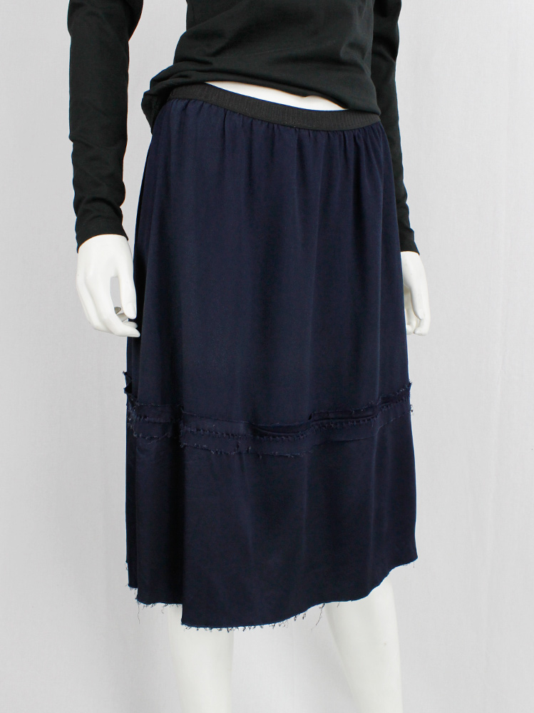 Maison Martin Margiela dark blue skirt made of two panels roughly sewn together fall 2004 (7)