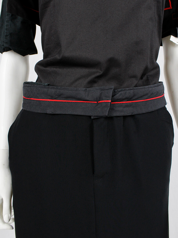 af Vandevorst black skirt with outwards folded waistband with red stripe spring 1999 (3)