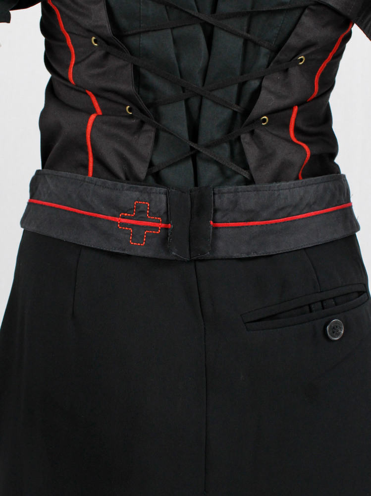 af Vandevorst black skirt with outwards folded waistband with red stripe spring 1999 (9)