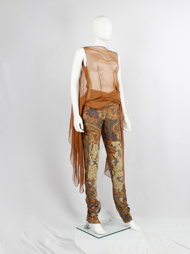 couture Vandevorst orange brocade trousers with gold and blue embroidery spring 2012 (5)