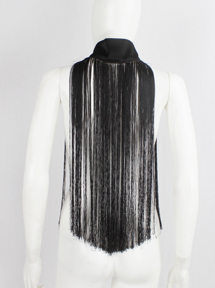 vintage Ann Demeulemeester black collar with long fringe bib fall 2013 (11)