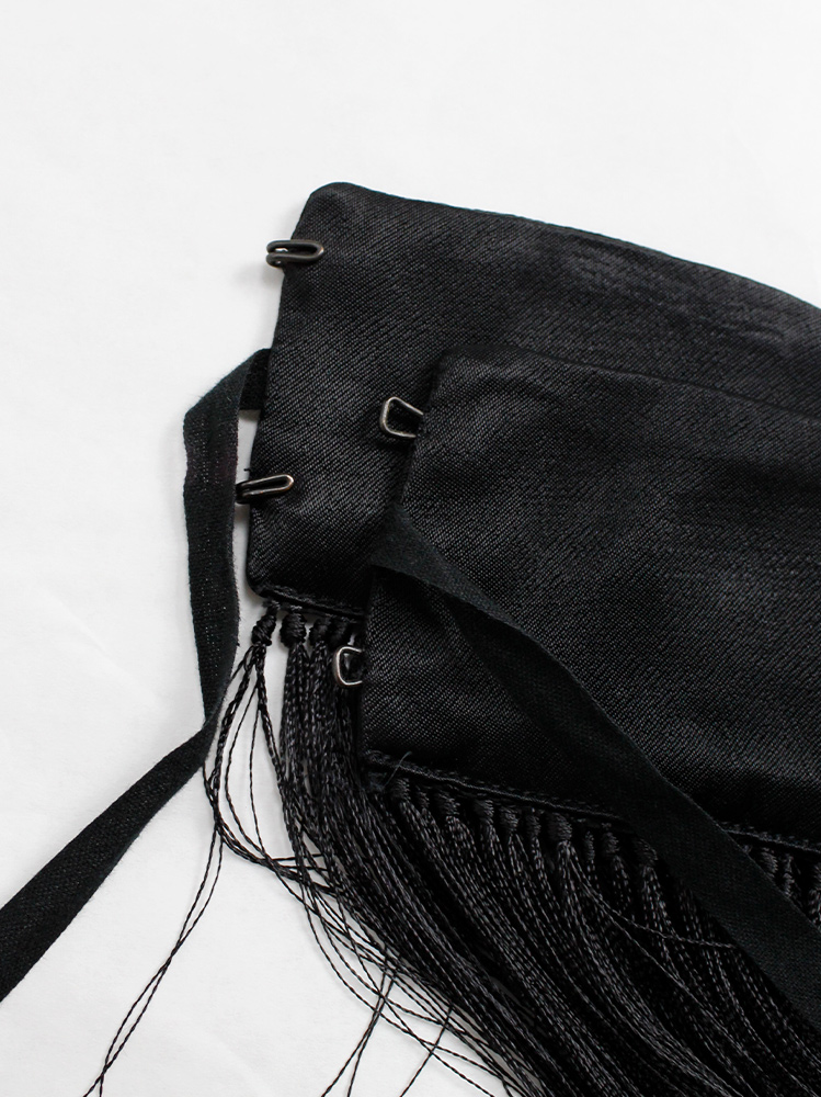 vintage Ann Demeulemeester black collar with long fringe bib fall 2013 (14)