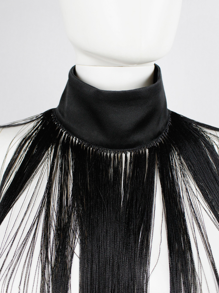 vintage Ann Demeulemeester black collar with long fringe bib fall 2013 (2)