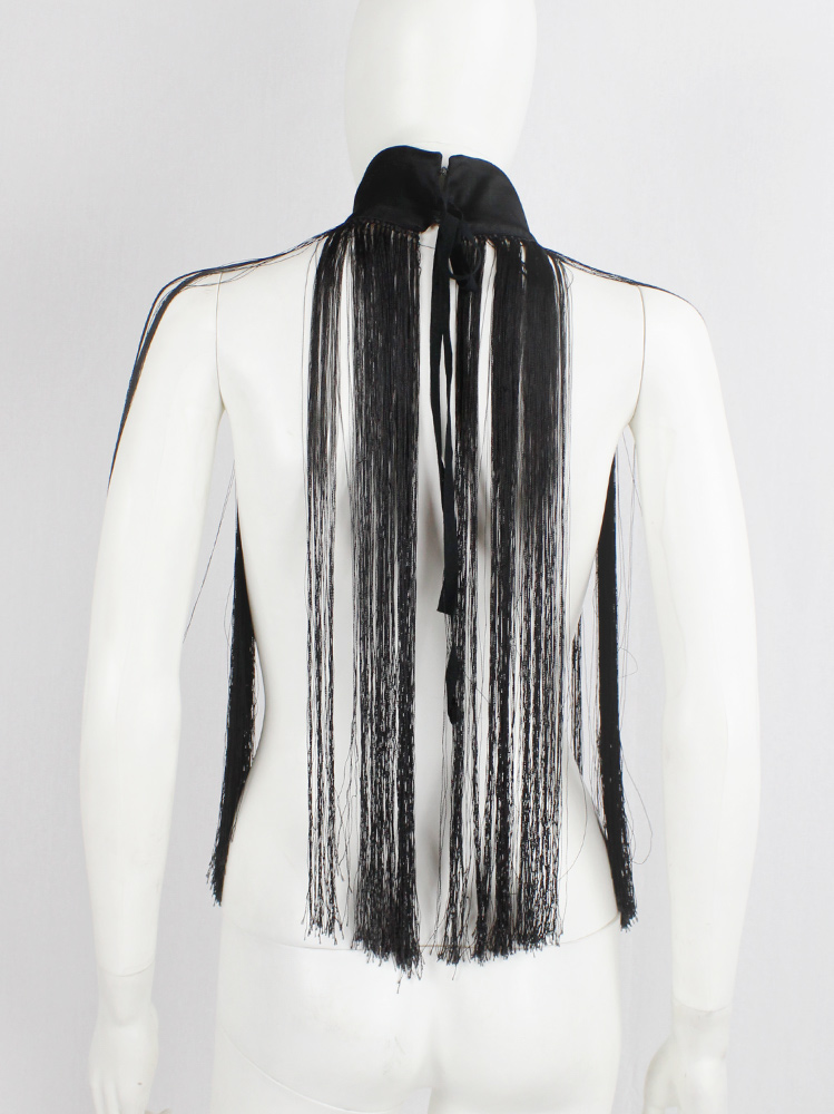vintage Ann Demeulemeester black collar with long fringe bib fall 2013 (6)