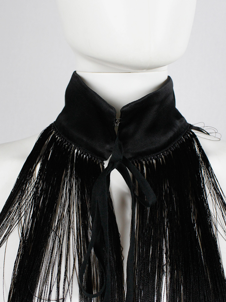 vintage Ann Demeulemeester black collar with long fringe bib fall 2013 (9)