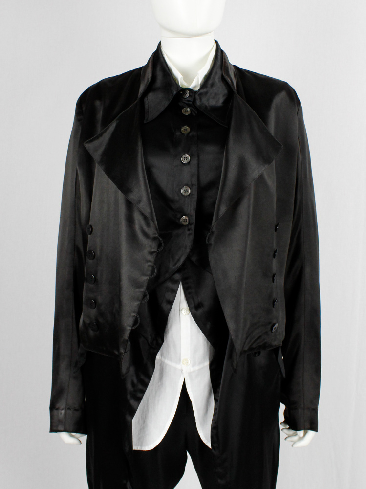 vintage Ann Demeulemeester black double breasted jacket with woven back spring 1990 (13)