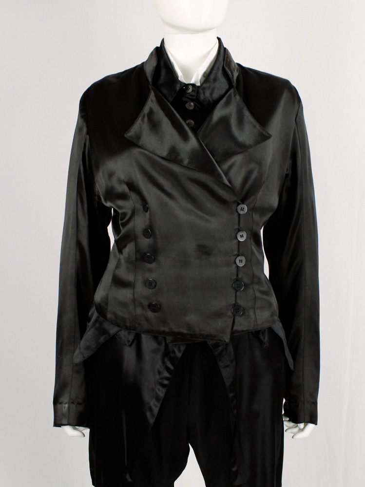 vintage Ann Demeulemeester black double breasted jacket with woven back spring 1990 (14)