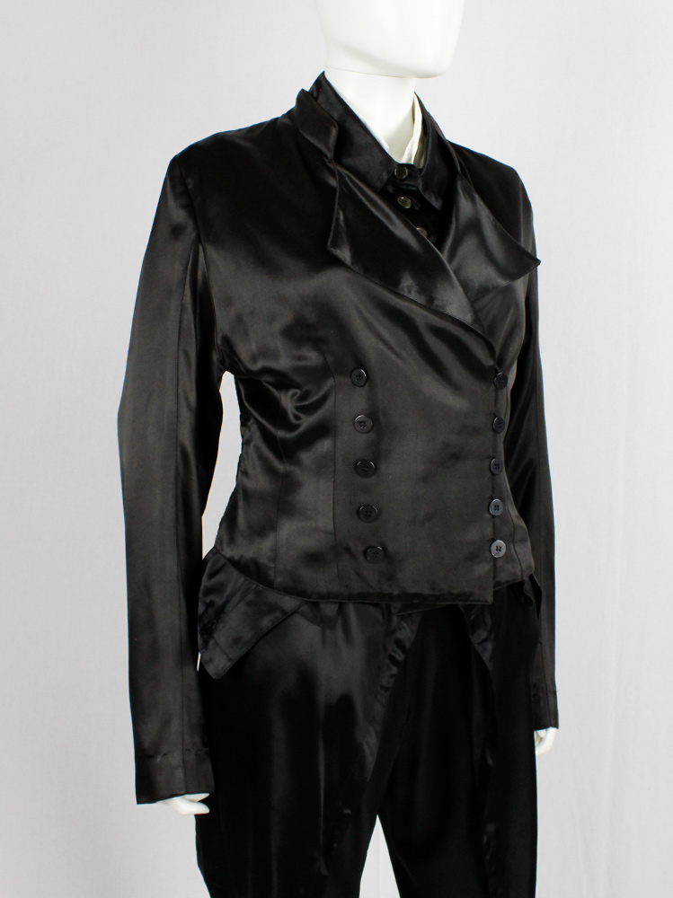 vintage Ann Demeulemeester black double breasted jacket with woven back spring 1990 (2)
