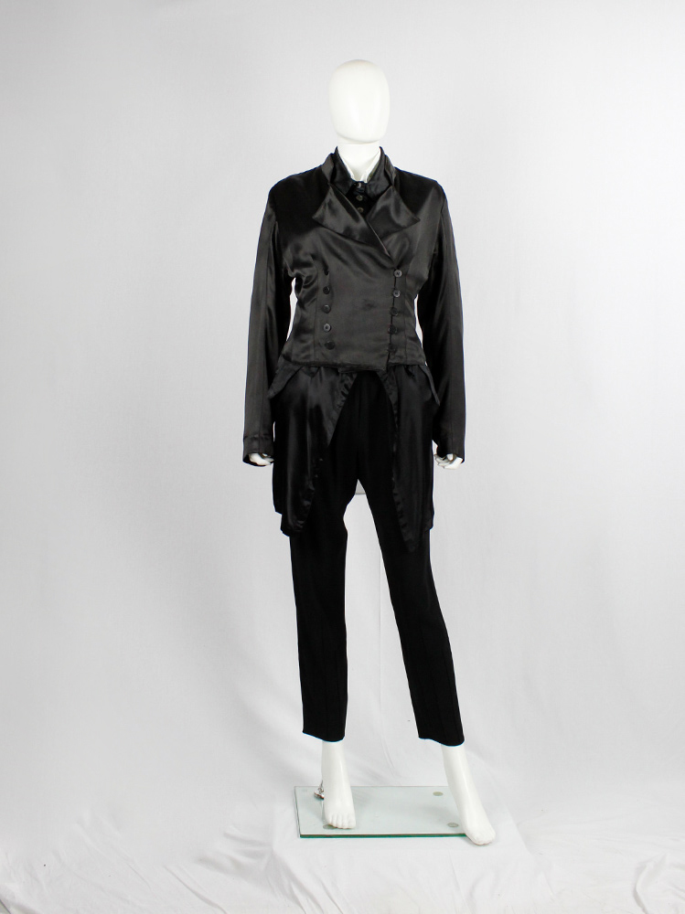 vintage Ann Demeulemeester black double breasted jacket with woven back spring 1990 (3)