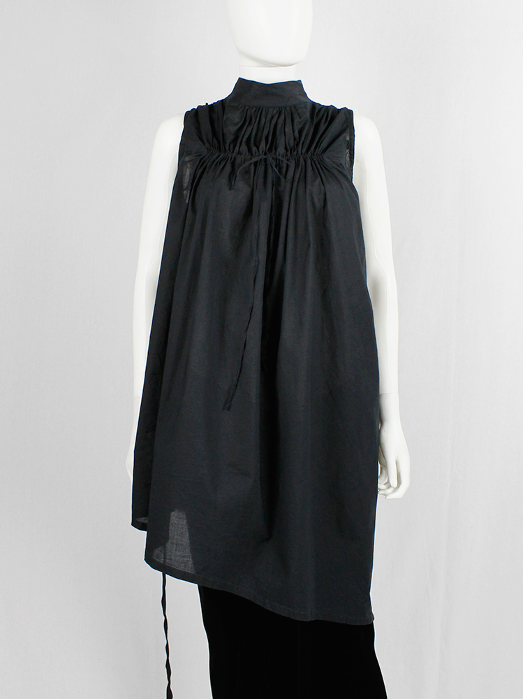 vintage Ann Demeulemeester black draped tunic with gathered pleated bust and shoulders fall 2009 (12)