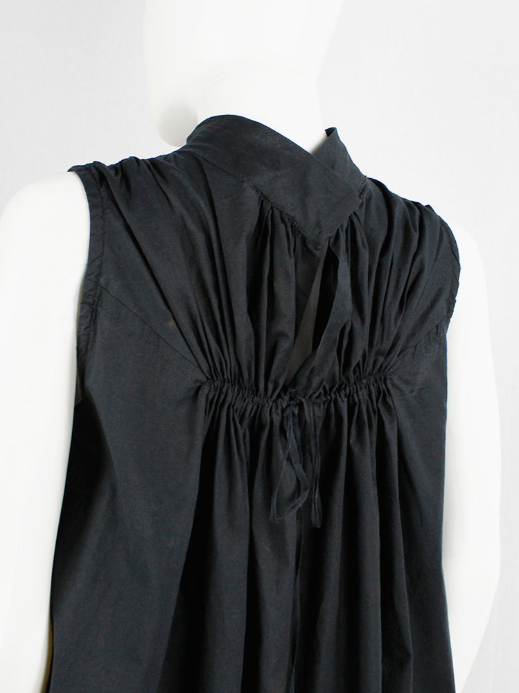vintage Ann Demeulemeester black draped tunic with gathered pleated bust and shoulders fall 2009 (14)