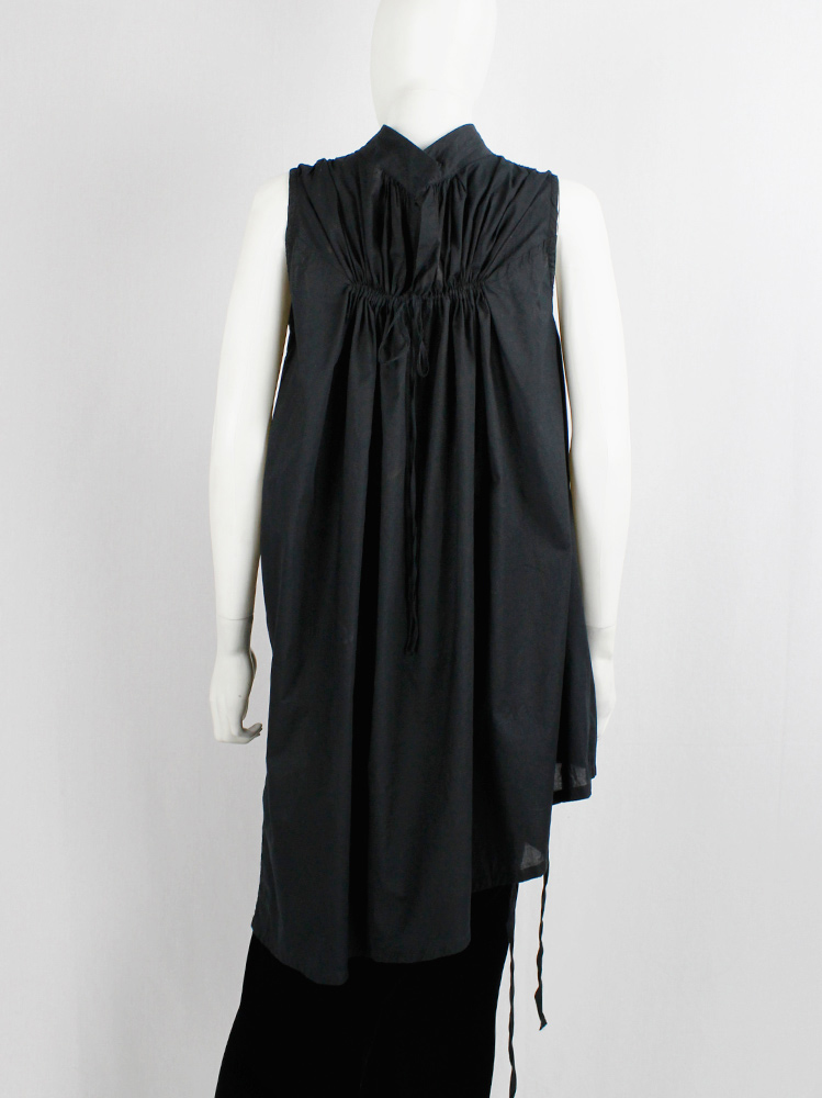 vintage Ann Demeulemeester black draped tunic with gathered pleated bust and shoulders fall 2009 (15)