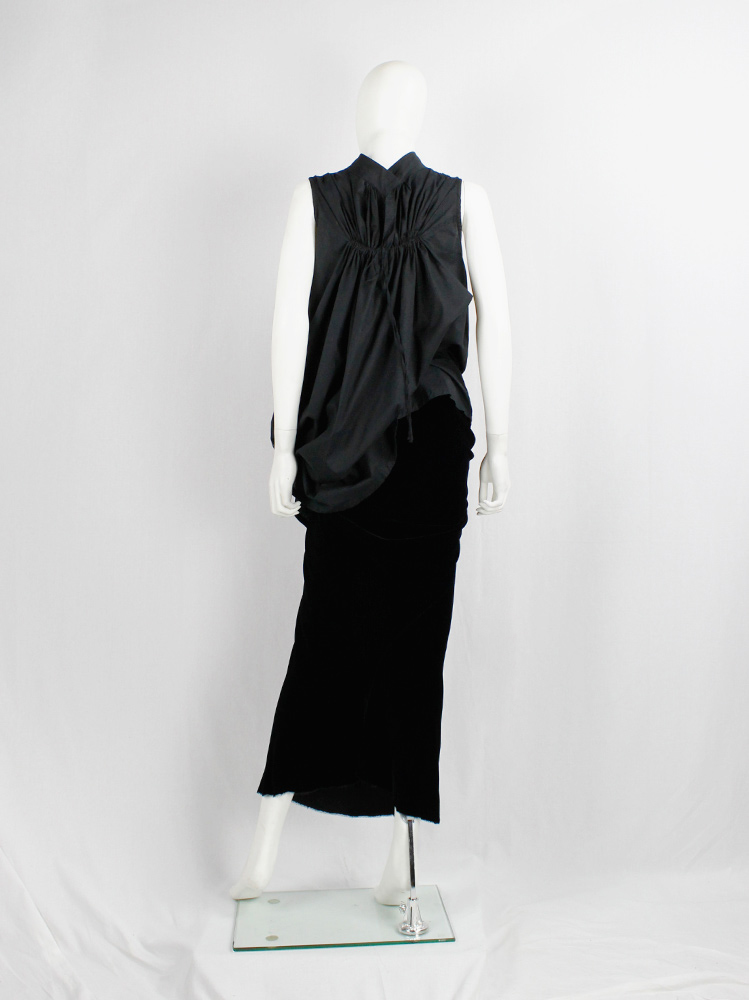 vintage Ann Demeulemeester black draped tunic with gathered pleated bust and shoulders fall 2009 (6)