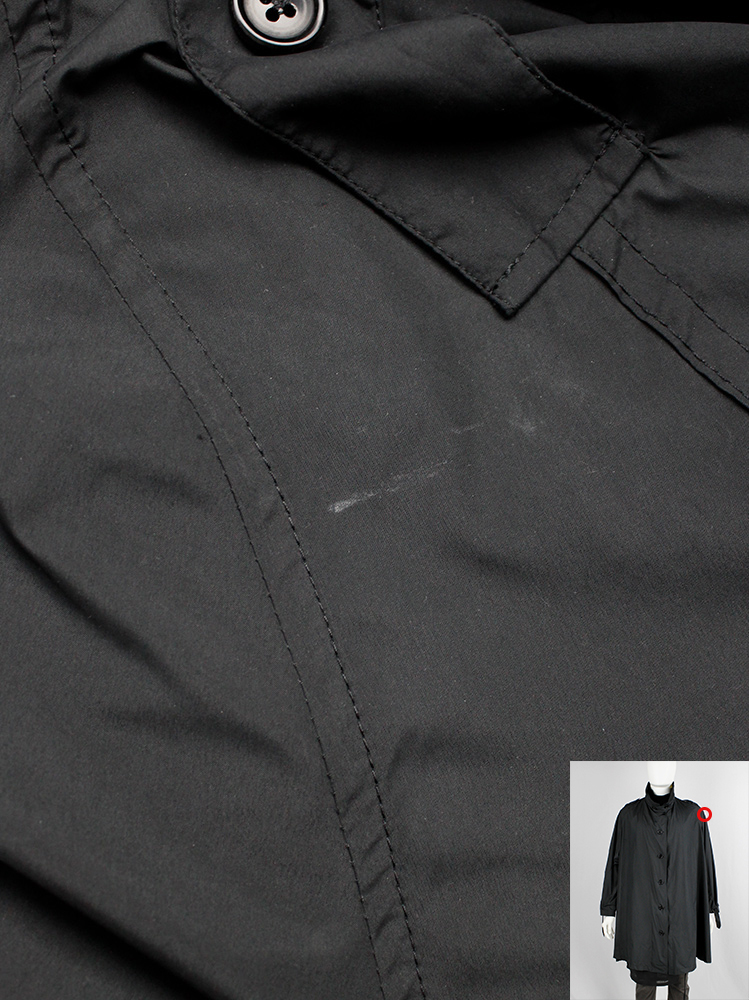 vintage Ann Demeulemeester black oversized raincoat for men with military details (13)