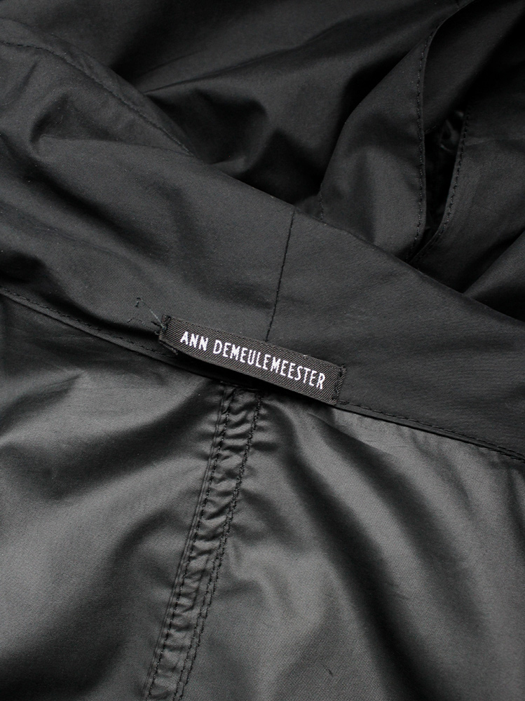 vintage Ann Demeulemeester black oversized raincoat for men with military details (15)
