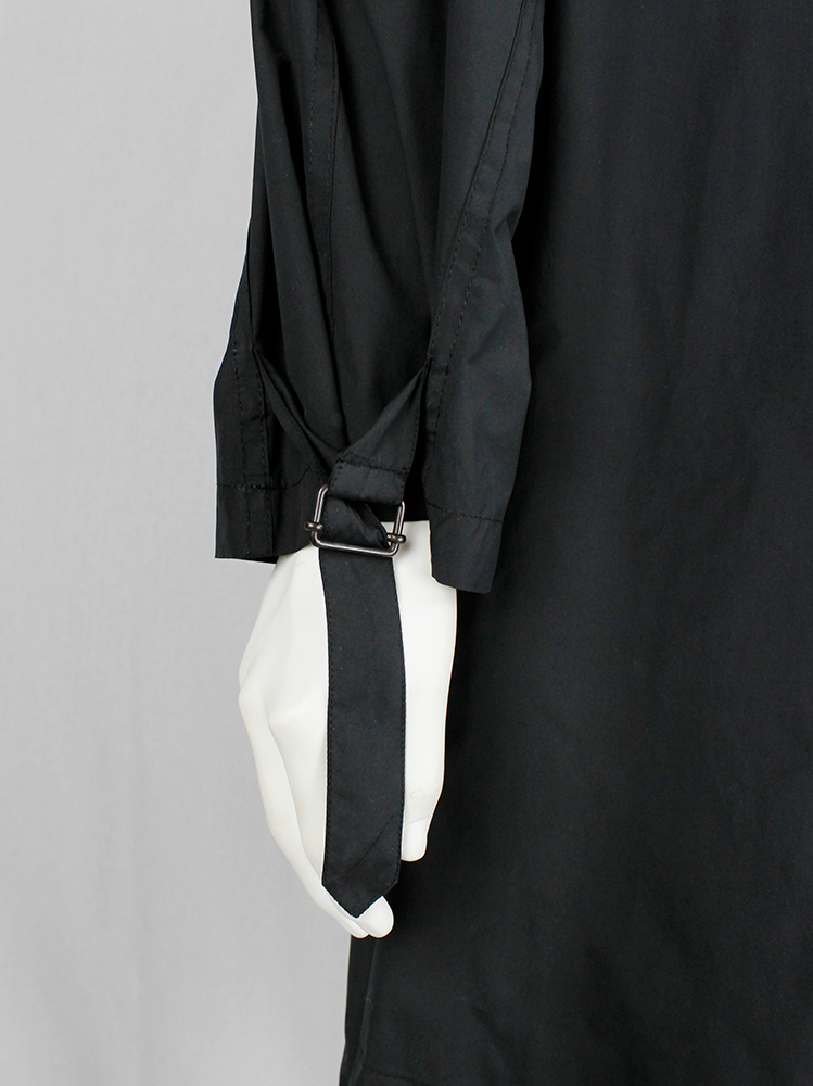 vintage Ann Demeulemeester black oversized raincoat for men with military details (3)