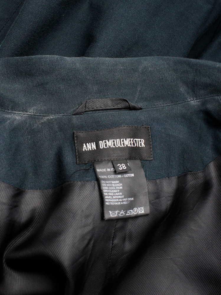 vintage Ann Demeulemeester pine green biker jacket with double zippers spring 2003 (3)