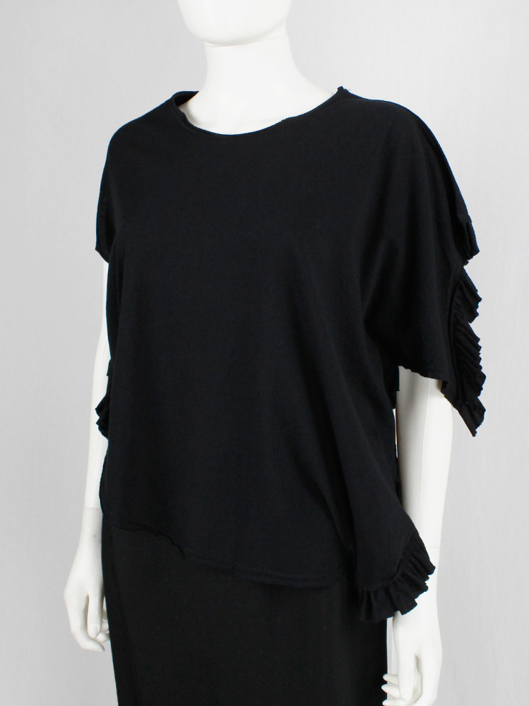 vintage Comme des Garcons black deformed t-shirt with side frills spring 2013 (1)