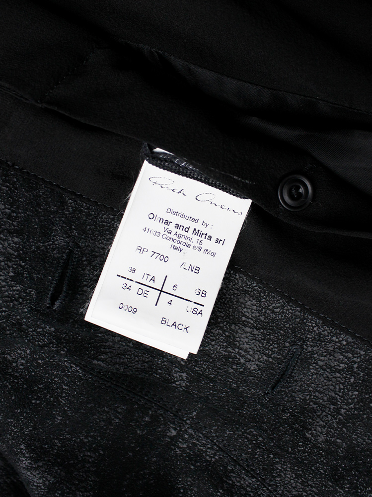 vintage Rick Owens black blistered leather minimalist jacket with standing neckline (10)