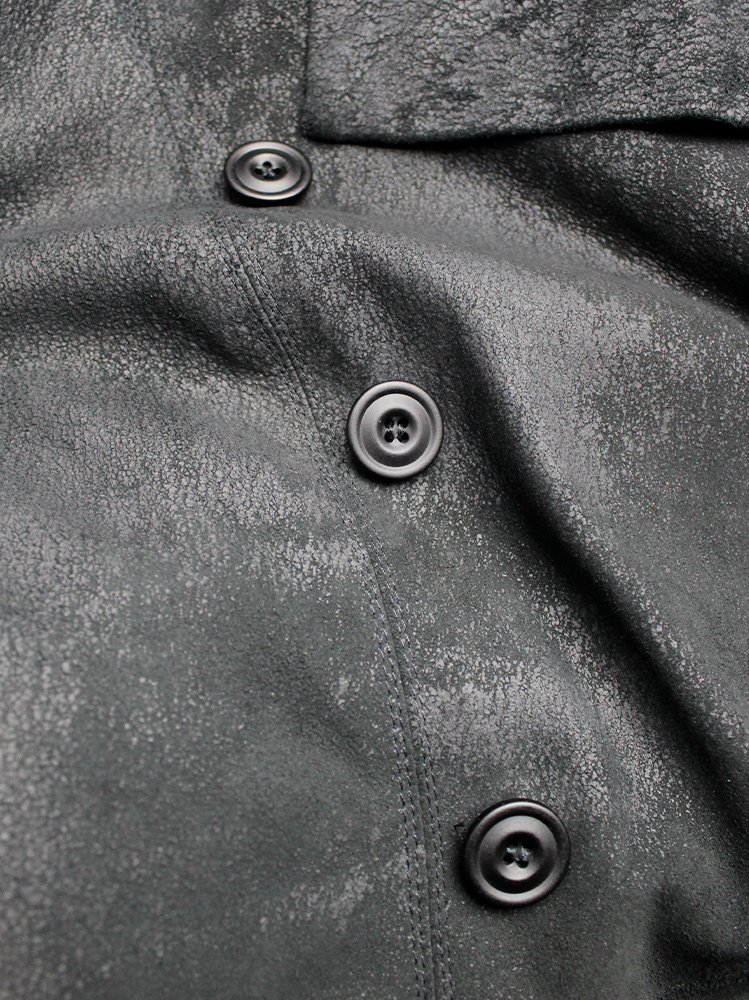 vintage Rick Owens black blistered leather minimalist jacket with standing neckline (7)