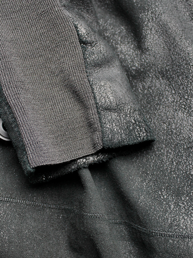 vintage Rick Owens black blistered leather minimalist jacket with standing neckline (8)