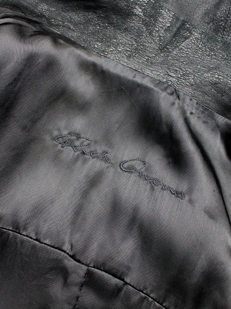 vintage Rick Owens black blistered leather minimalist jacket with standing neckline (9)