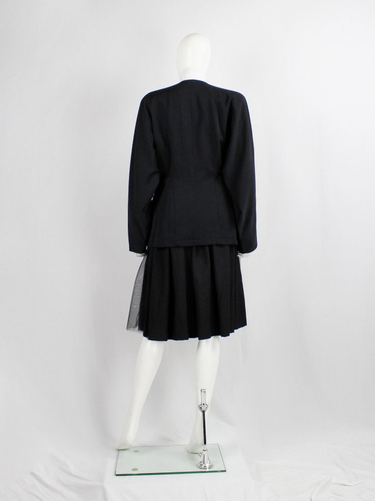 vintage Y’s Yohji Yamamoto black double breasted coat with four pockets 1980s 70s (8)