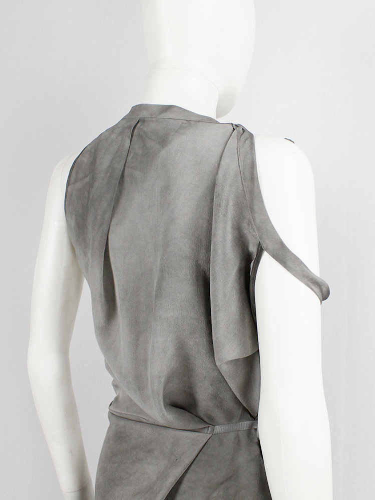 vintage af Vandevorst grey marbled dress with draped neck neckline and double shoulder straps (10)