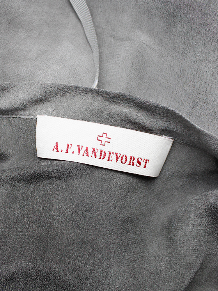 vintage af Vandevorst grey marbled dress with draped neck neckline and double shoulder straps (14)