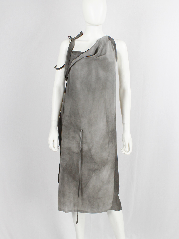 vintage af Vandevorst grey marbled dress with draped neck neckline and double shoulder straps (15)