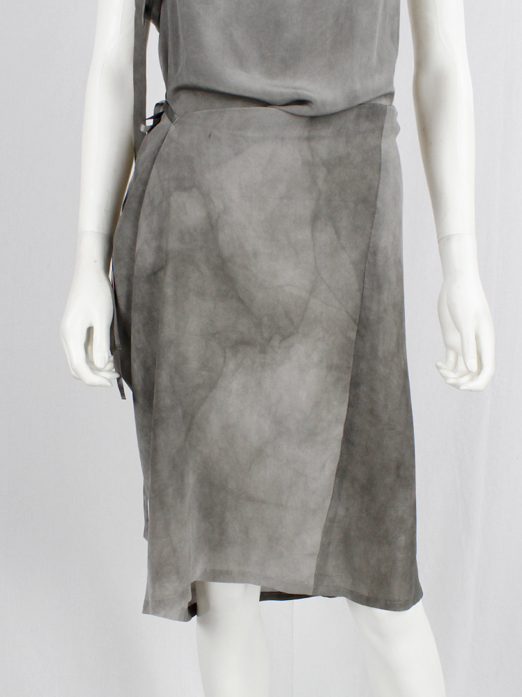 vintage af Vandevorst grey marbled dress with draped neck neckline and double shoulder straps (2)