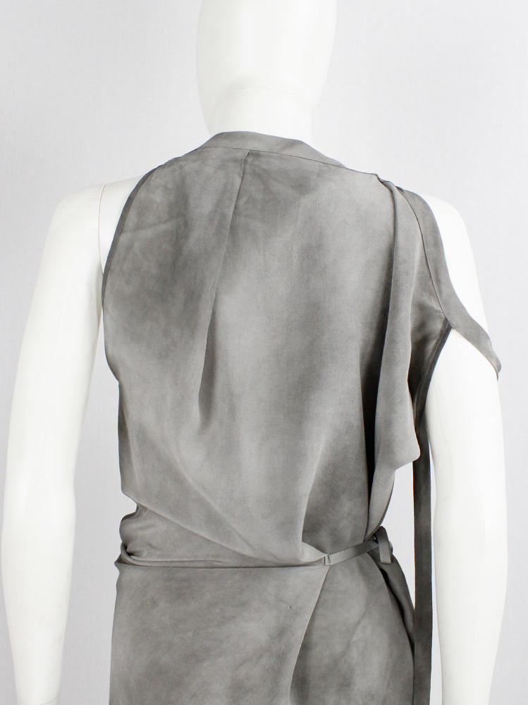 vintage af Vandevorst grey marbled dress with draped neck neckline and double shoulder straps (9)