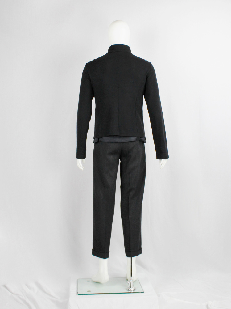 vintage mens Ann Demeulemeester black button up jumper with fencing-style bodice fall 2009 (1)
