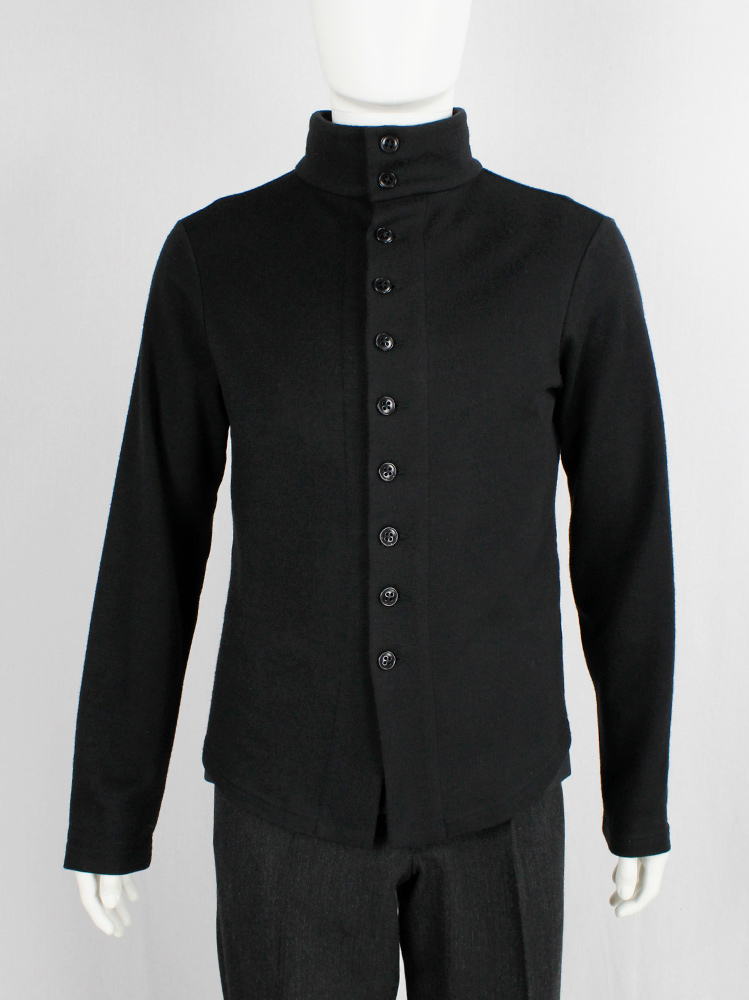 vintage mens Ann Demeulemeester black button up jumper with fencing-style bodice fall 2009 (11)