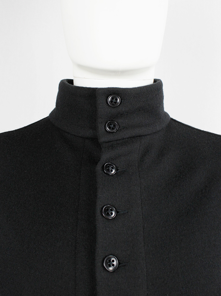 vintage mens Ann Demeulemeester black button up jumper with fencing-style bodice fall 2009 (12)