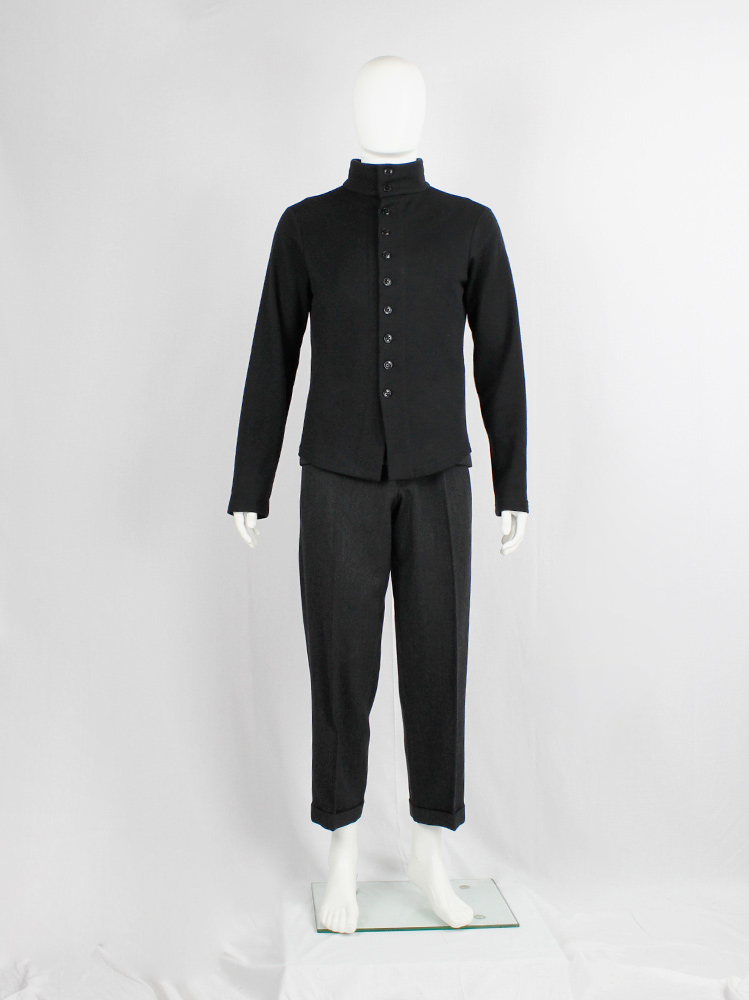 vintage mens Ann Demeulemeester black button up jumper with fencing-style bodice fall 2009 (14)