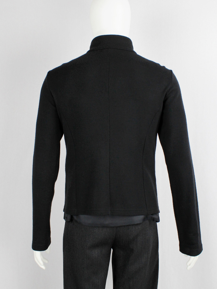 vintage mens Ann Demeulemeester black button up jumper with fencing-style bodice fall 2009 (2)