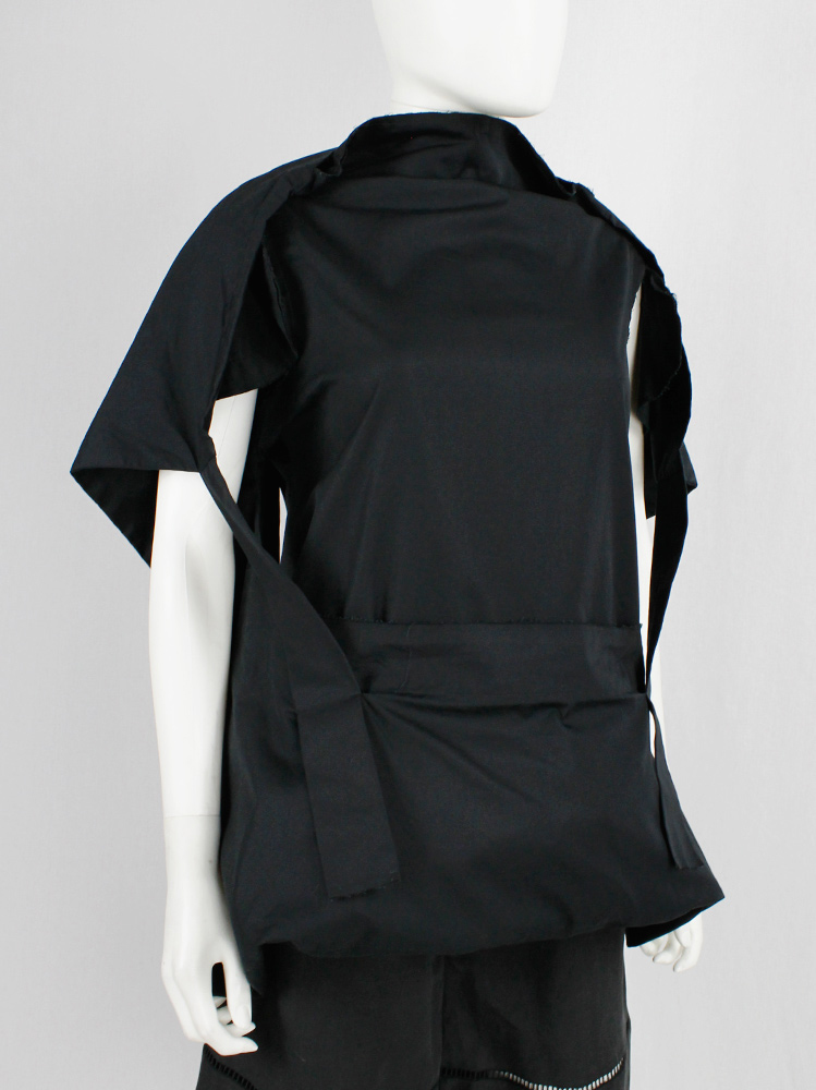 Comme des Garcons black sculptural top with pouches attached by straps spring 2014 (5)