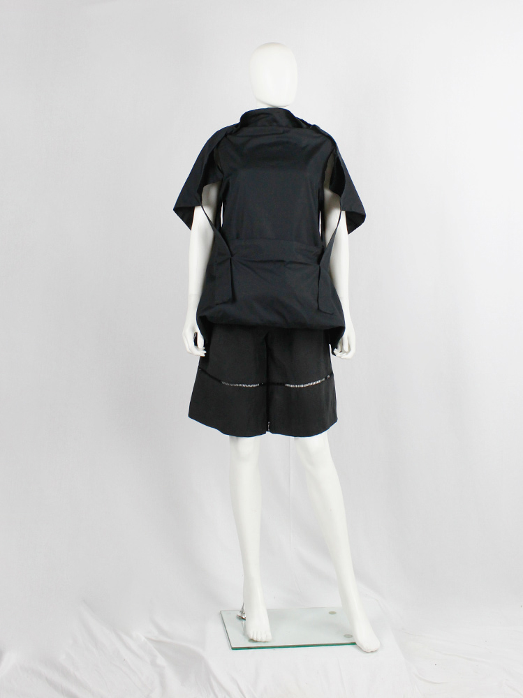 Comme des Garcons black sculptural top with pouches attached by straps spring 2014 (6)