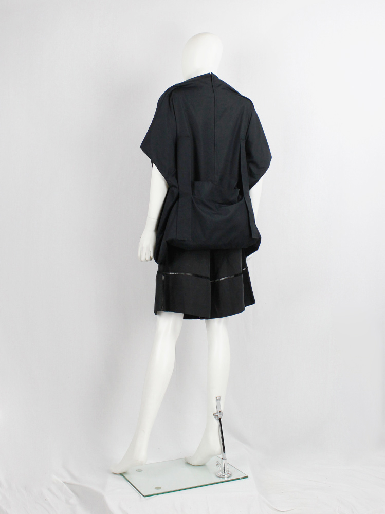 Comme des Garcons black sculptural top with pouches attached by straps spring 2014 (9)