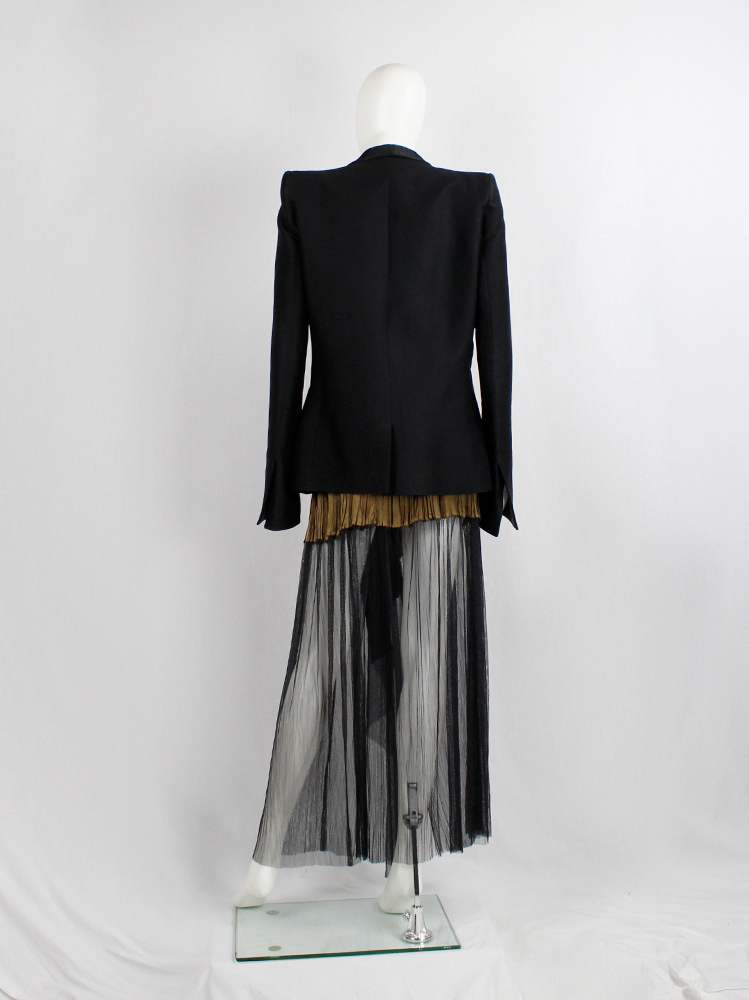 Haider Ackermann black open blazer with minimalist lapels and structured shoulders spring 2012 (10)