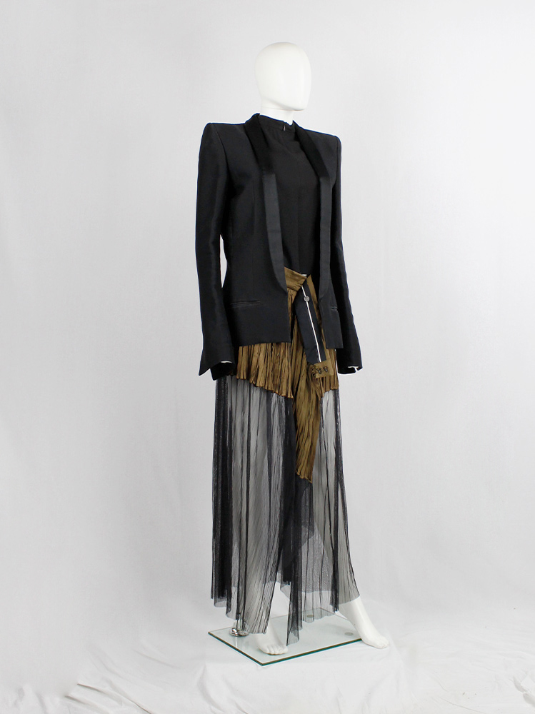 Haider Ackermann black open blazer with minimalist lapels and structured shoulders spring 2012 (2)