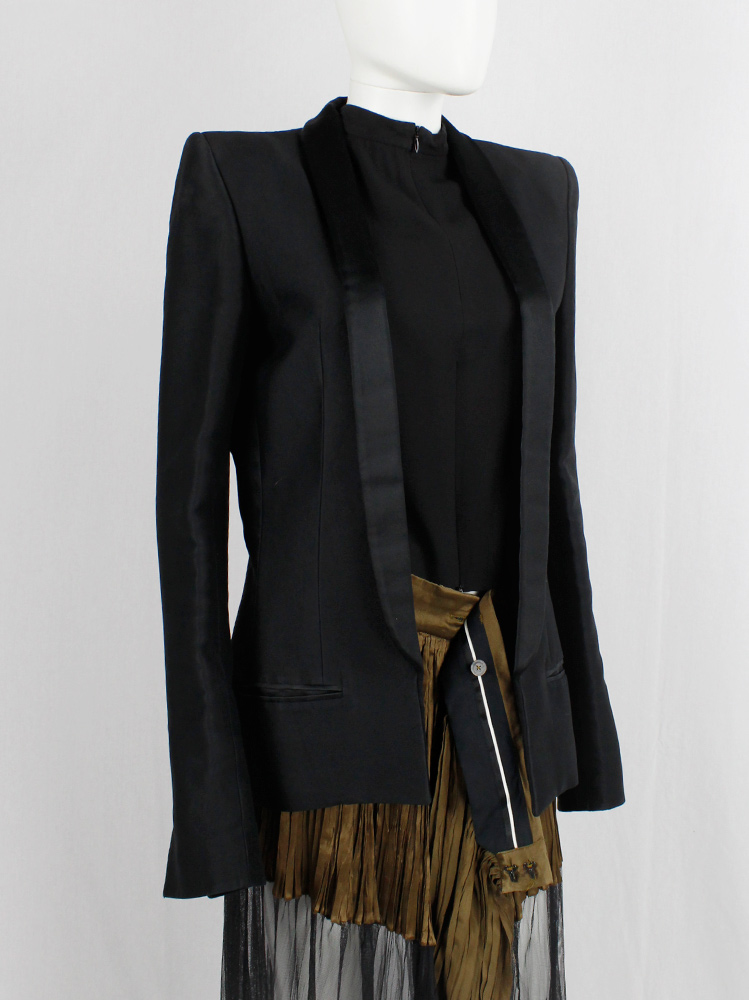 Haider Ackermann black open blazer with minimalist lapels and structured shoulders spring 2012 (3)