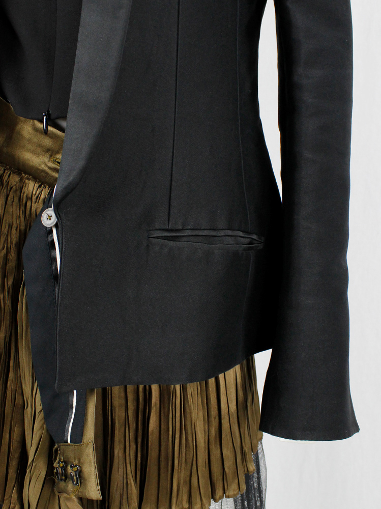 Haider Ackermann black open blazer with minimalist lapels and structured shoulders spring 2012 (5)