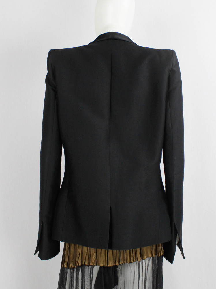 Haider Ackermann black open blazer with minimalist lapels and structured shoulders spring 2012 (7)