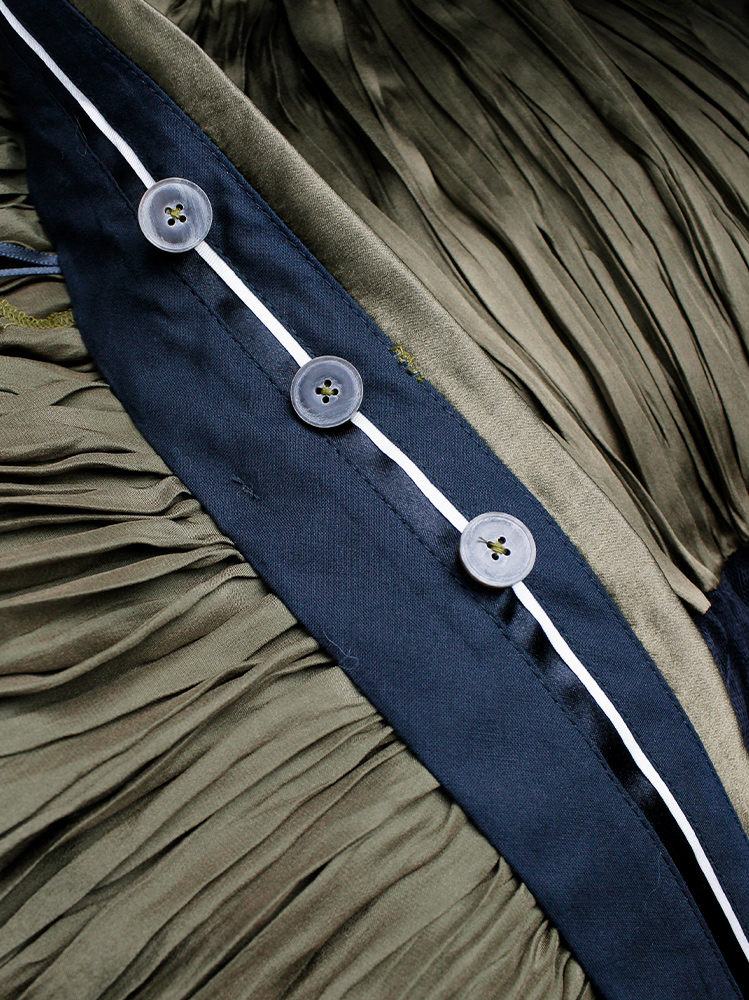 Haider Ackermann khaki pleated skirt fused with a black sheer maxi skirt spring 2014 (15)