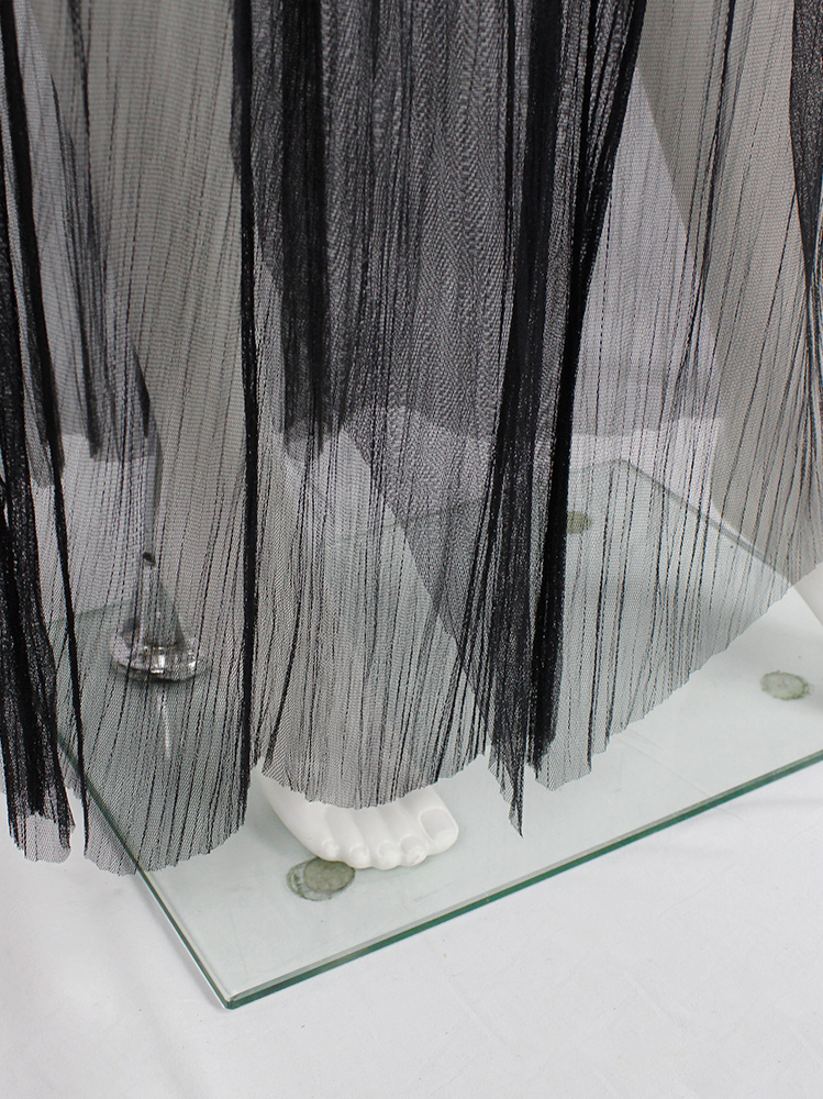 Haider Ackermann khaki pleated skirt fused with a black sheer maxi skirt spring 2014 (4)