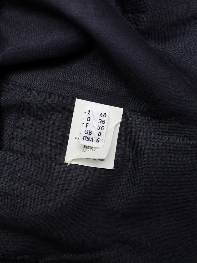 Maison Martin Margiela dark navy frayed top with grey frayed trims and snap buttons on the back fall 1992 (22)